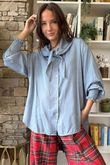 Perfect Chambray Denim Neckerchief Blouse Light
